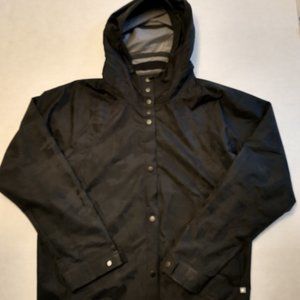 FIGS Monochrome Jacauard Windbreaker Hooded Rain Jacket Snap Up Black XL